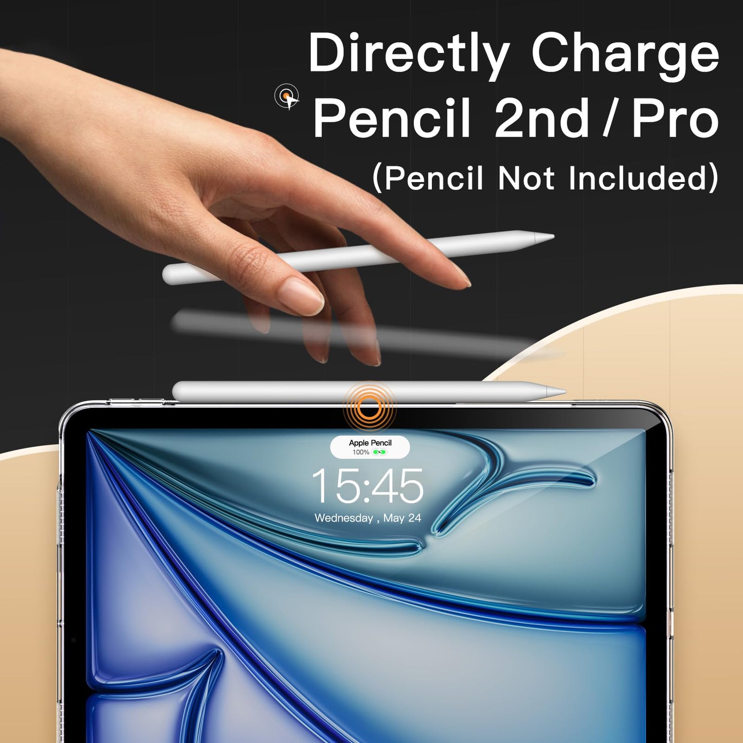 JETech Case for iPad Pro 11-Inch 2022/2021/2020 Model (4th/3rd/2nd Generation), Soft TPU Transparent Slim Shockproof Tablet Cover, Support Pencil 2nd Charging (Clear)