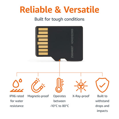 Amazon Basics 128GB microSDXC Memory Card with Adapter for Smartphones, Drones, Cameras, Full HD, Read Speed Up to 200MB/s, 1-Pack