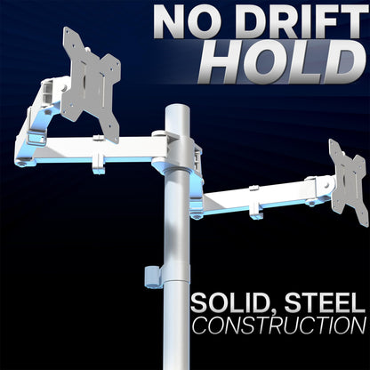 VIVO Dual Monitor Desk Mount, Holds 2 Computer Screens up to 30 inches and 22lbs Each, Heavy Duty Fully Adjustable Steel Stand with C-Clamp and Grommet, Black, STAND-V002