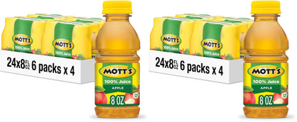 Mott's 100% Original Apple Juice, 8 Fl Oz Bottles, 24 Count (4 Packs Of 6), 2 Servings Of Fruit, 100% Fruit Juice, Gluten-free, Caffeine-free, Kosher, Contains No Artificial Colors Or Sweeteners