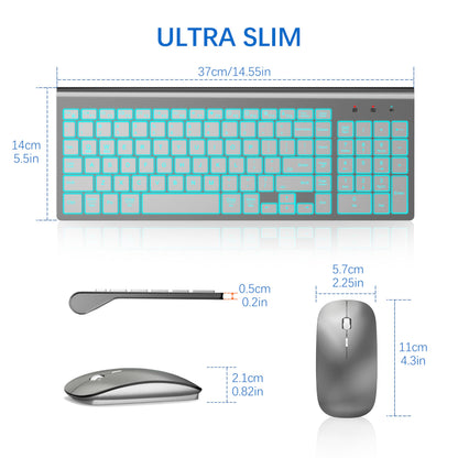 TopMate Wireless Keyboard and Mouse Ultra Slim Combo, 2.4G Silent Compact USB 2400DPI Mouse and Scissor Switch Keyboard Set with Cover, Batteries Included, for PC/Laptop/Windows/Mac - White