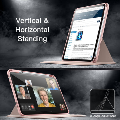 JETech Rotating Case for iPad (A16) 11th/10th Generation (2025/2022) with Pencil Holder, 360 Degree Rotation Protective Stand Cover Clear Back, Auto Wake/Sleep (Navy)