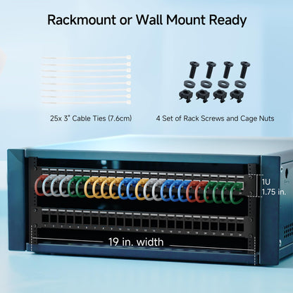 Cable Matters Rackmount or Wall Mount 1U 24 Port Keystone Patch Panel with Cable Management and Support Bar, 19-inch Blank Patch Panel for Keystone Jacks