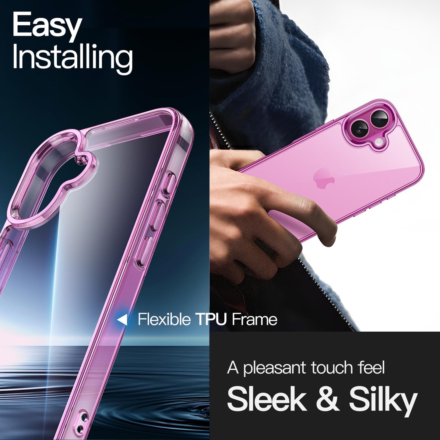 JETech Case for iPhone 16 6.1-Inch, Non-Yellowing Shockproof Phone Bumper Cover, Anti-Scratch Clear Back (Clear)