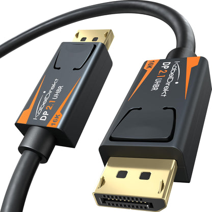 KabelDirekt – DisplayPort 2.1 Cable/16K DP 2.1 Cable – 3ft – Nylon braiding + Break-Proof Metal connectors, DP80 with 80Gbps for Gaming PC/Monitor, FreeSync/G-Sync, for 16K@60Hz, 8K@120Hz, 4K@240Hz