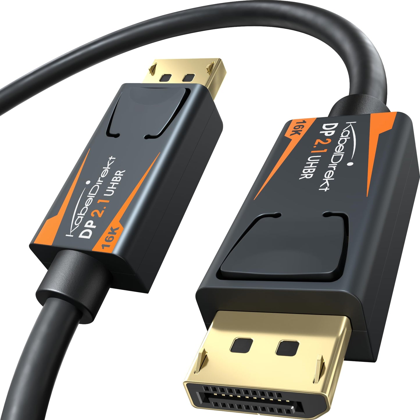 KabelDirekt – DisplayPort 2.1 Cable/16K DP 2.1 Cable – 3ft – Nylon braiding + Break-Proof Metal connectors, DP80 with 80Gbps for Gaming PC/Monitor, FreeSync/G-Sync, for 16K@60Hz, 8K@120Hz, 4K@240Hz