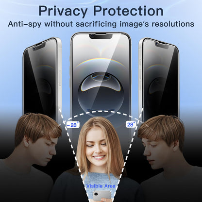 JETech Privacy Screen Protector for iPhone 15 6.1-Inch, Anti-Spy Tempered Glass Film with Easy Installation Tool, 2-Pack