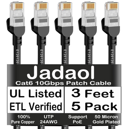 Jadaol Cat 6 Ethernet Cable 50 ft, 10Gbps Support Cat8 Cat7 Network, Flat RJ45 LAN Patch Cable, High-Speed Wired Internet Cable for Router, Modem, Switch, Gaming Consoles, PC, Streaming Devices, White