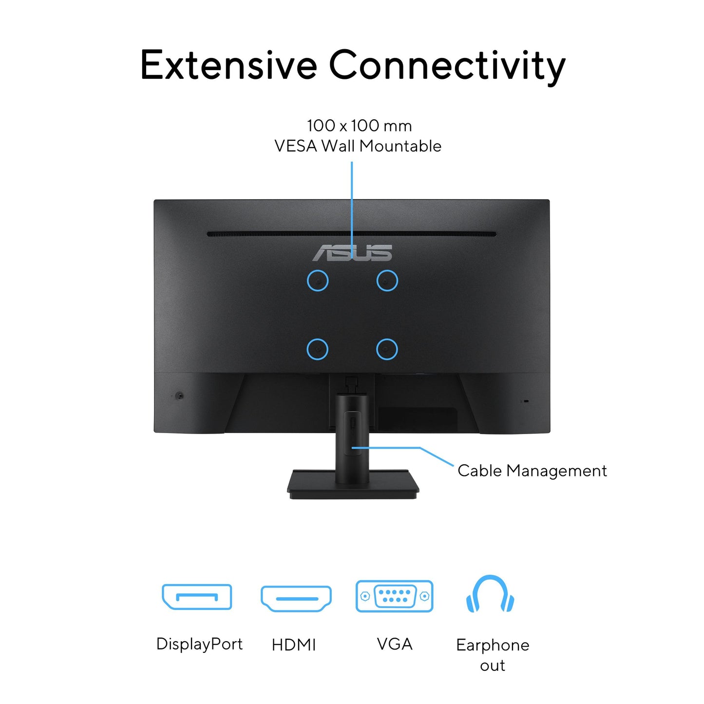 ASUS 27 Inch Desktop Monitor - Full HD (1920 x 1080), IPS, 75Hz, Adaptive-Sync, HDMI, D-Sub, Frameless - VA27EHE