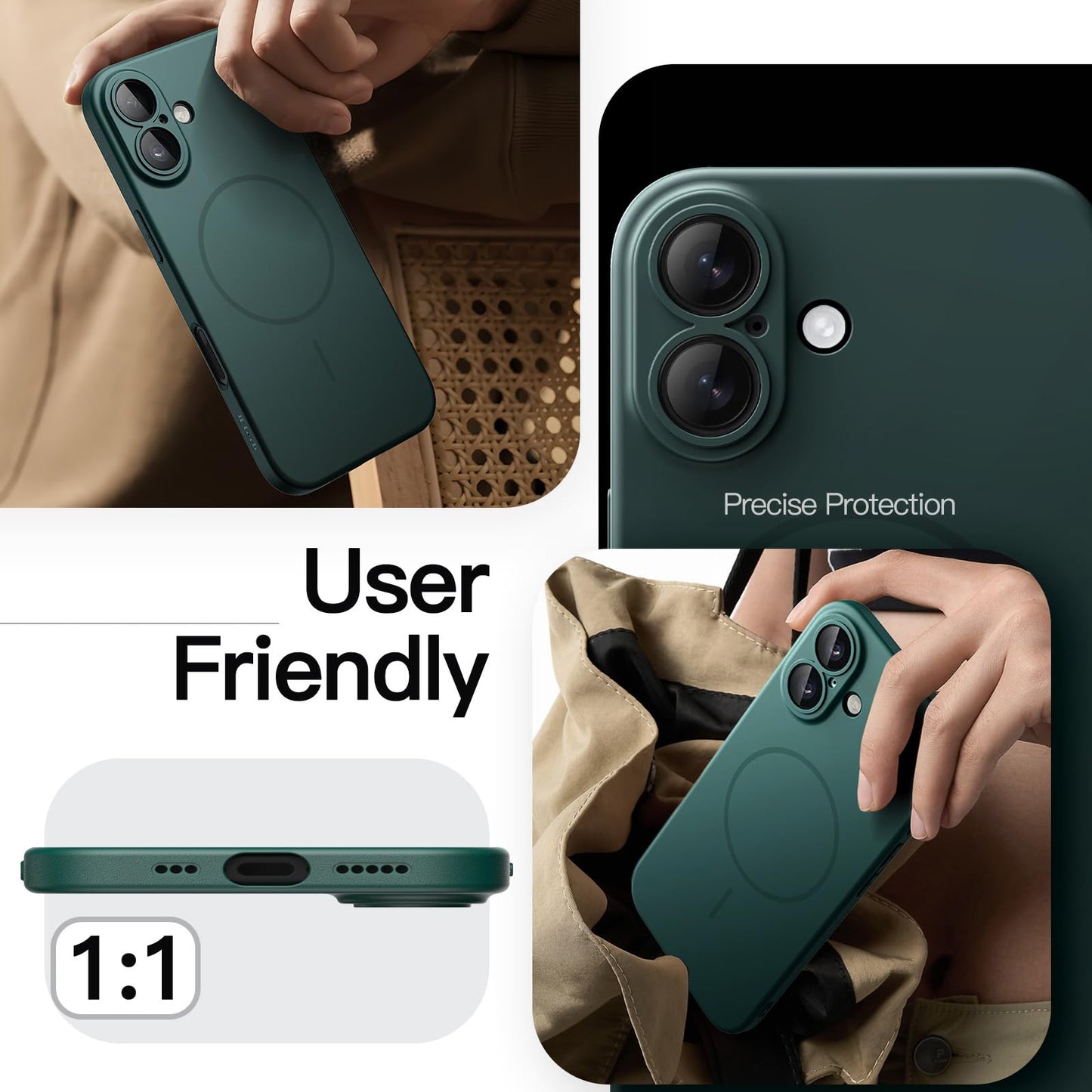 JETech Magnetic Slim Case for iPhone 17 Pro Max 6.9-Inch, Compatible with MagSafe, Ultra-Thin Lightweight Minimalist Phone Cover with Matte Finish and Full Camera Lens Protection (Black)