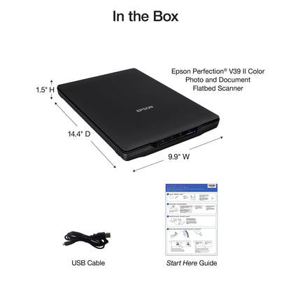 Epson Perfection V39 Color Photo & Document Scanner with Scan-To-Cloud & 4800 Optical Resolution, Black