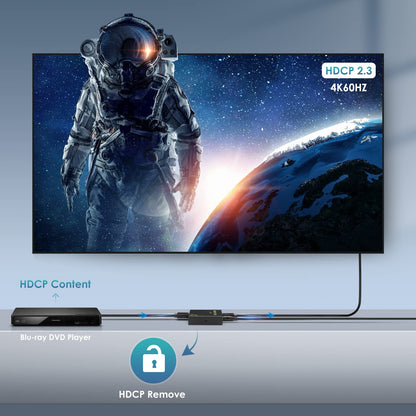 HDMI Splitter 1 in 2 Out 60Hz - HDCP Bypass 2.3, HDR, Dolby/DTS 5.1/7.1 - Compatible with Firestick 4k Max, PS3/PS5 & Elgato HD60s/x/Pro, Apple TV 4K, Retrotink, Roku Stick, NOT for Phone