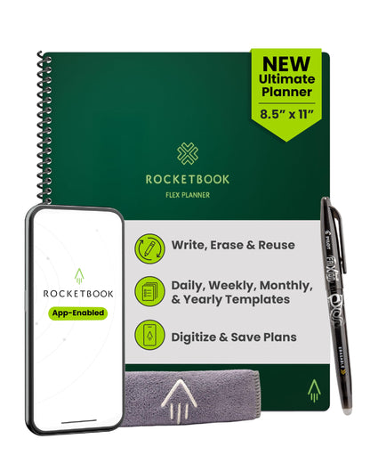 Rocketbook Fusion Hybrid Reusable Planner and Notebook in One, Additional Blank Pages, Goal and Project Tracker, Undated Planner, Letter Size 8.5x11, Black (Pack of 1)