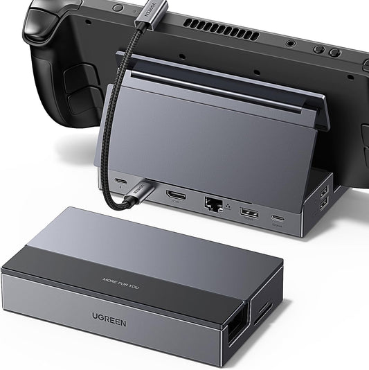 UGREEN Steam Deck Dock 9-in-1 USB C Docking Station Foldable Stand, 4K@60Hz HDMI, Gigabit Ethernet, PD 100W, 10Gbps USB A&C 3.2, TF/SD for Steam Deck, Rog Ally, ROG Xbox Ally, Legion Go