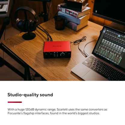 Focusrite Scarlett Solo 4th Gen USB Audio Interface, for the Guitarist, Vocalist, or Producer — High-Fidelity, Studio Quality Recording, and All the Software You Need to Record