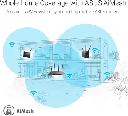 ASUS RT-AX3000S Dual Band WiFi 6 Extendable Router, Instant Guard, Parental Control Scheduling, Built-in VPN, AiMesh Compatible