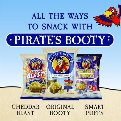 Pirate's Booty Aged White Cheddar Cheese Puffs, 60ct, 0.5oz Individual Size Bags, Gluten Free, Healthy Kids Snacks, 100 Calorie Packs