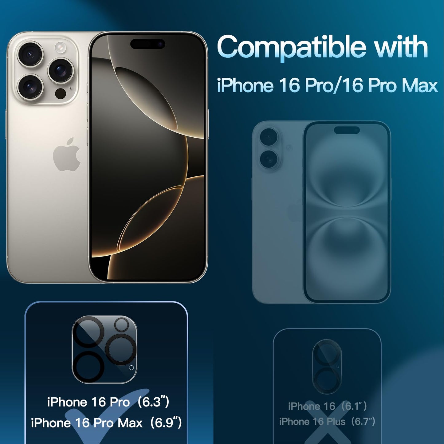 JETech Camera Lens Protector for iPhone 15 6.1-Inch and iPhone 15 Plus 6.7-Inch, 9H Tempered Glass, Anti-Scratch, Case Friendly, Does Not Affect Night Shots, HD Clear, 3-Pack