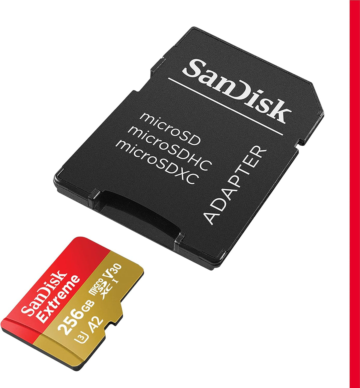 SANDISK 256GB Extreme microSD Card + Adapter, Up to 190MB/s Read Speeds