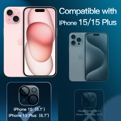 JETech Camera Lens Protector for iPhone 15 6.1-Inch and iPhone 15 Plus 6.7-Inch, 9H Tempered Glass, Anti-Scratch, Case Friendly, Does Not Affect Night Shots, HD Clear, 3-Pack
