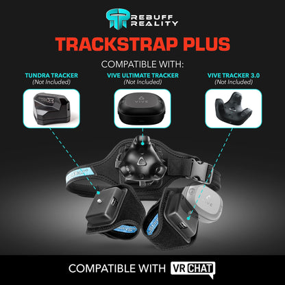 Rebuff Reality Trackstraps for Vive Tracker - Adjustable VR Full Body Tracking Straps, VR Chat Motion Capture, Compatible with Vive Tracker 3.0 2.0 Ultimate, Tundra, (Tracker Sold Separately) Black