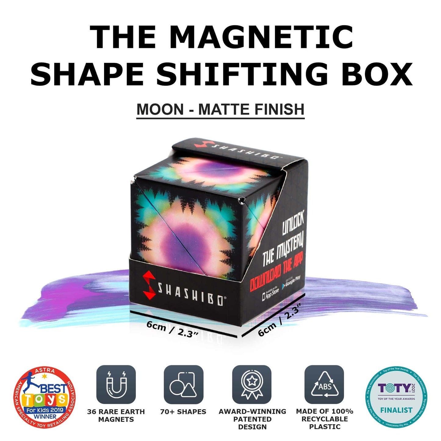 Shashibo Shape Shifting Box - Award-Winning STEM Fidget Toy with Ultra Strong Magnets - Puzzle Cube Transforms Into 100+ Shapes, Perfect Sensory Gift for Kids, Teens, and Adults (Spaced Out)