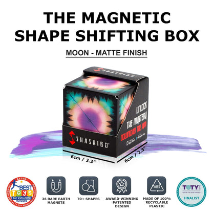 Shashibo Shape Shifting Box - Award-Winning STEM Fidget Toy with Ultra Strong Magnets - Puzzle Cube Transforms Into 100+ Shapes, Perfect Sensory Gift for Kids, Teens, and Adults (Spaced Out)