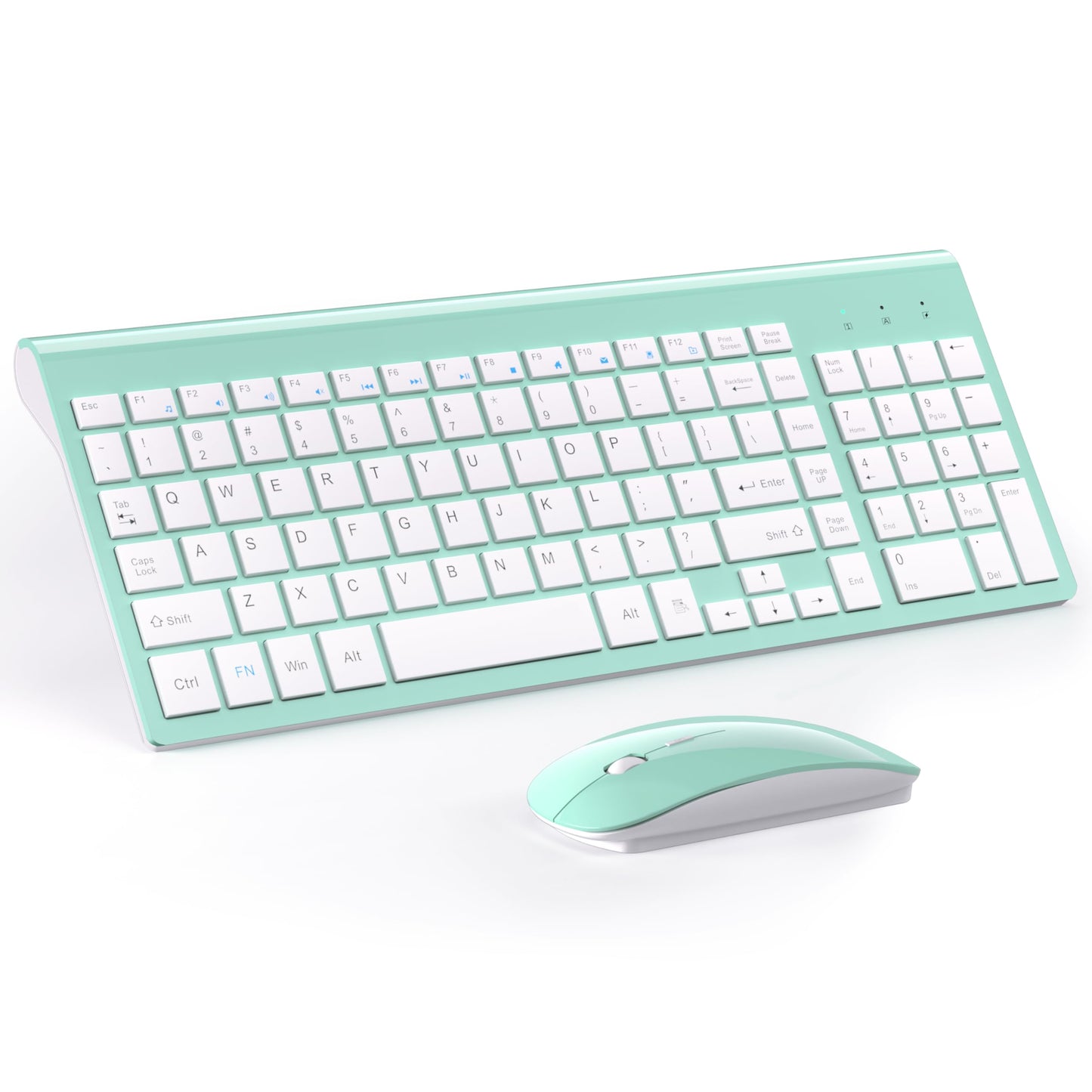 TopMate Wireless Keyboard and Mouse Ultra Slim Combo, 2.4G Silent Compact USB 2400DPI Mouse and Scissor Switch Keyboard Set with Cover, Batteries Included, for PC/Laptop/Windows/Mac - White