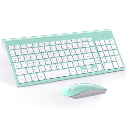 TopMate Wireless Keyboard and Mouse Ultra Slim Combo, 2.4G Silent Compact USB 2400DPI Mouse and Scissor Switch Keyboard Set with Cover, Batteries Included, for PC/Laptop/Windows/Mac - White