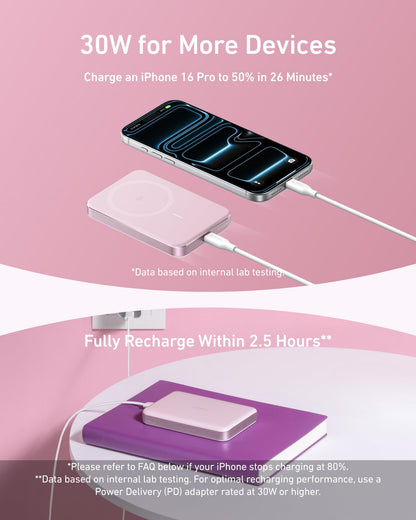 Anker MagGo Power Bank, Ultra-Slim 10,000mAh Magnetic Battery Pack, Qi2 Certified 15W Ultra-Fast MagSafe Compatible Portable Charger, Ergonomic Design, for iPhone17/16/15/14 Series, and More