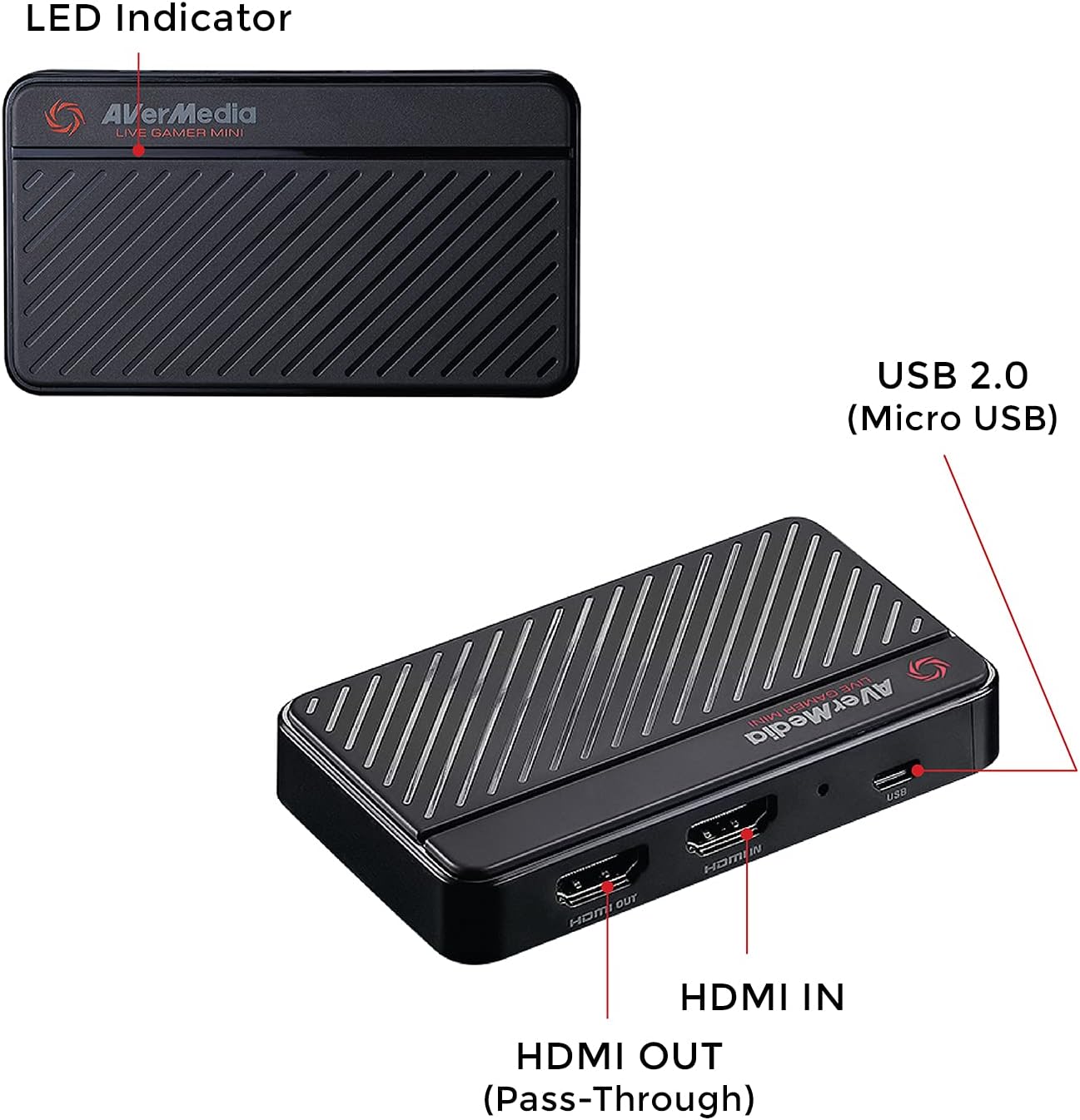 AVerMedia Live Gamer Mini, 1080p60 Capture Card with HDMI Pass-Thru, Plug & Play, for OBS, Xbox Series X/S, PS5, Switch, Win 11/macOS 12 (GC311)