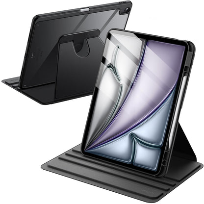 JETech Rotating Case for iPad Air 13-Inch M4/M3/M2 (2026/2025/2024) with Pencil Holder, 360 Degree Rotation Protective Stand Cover Clear Back, Auto Wake/Sleep (Purple)