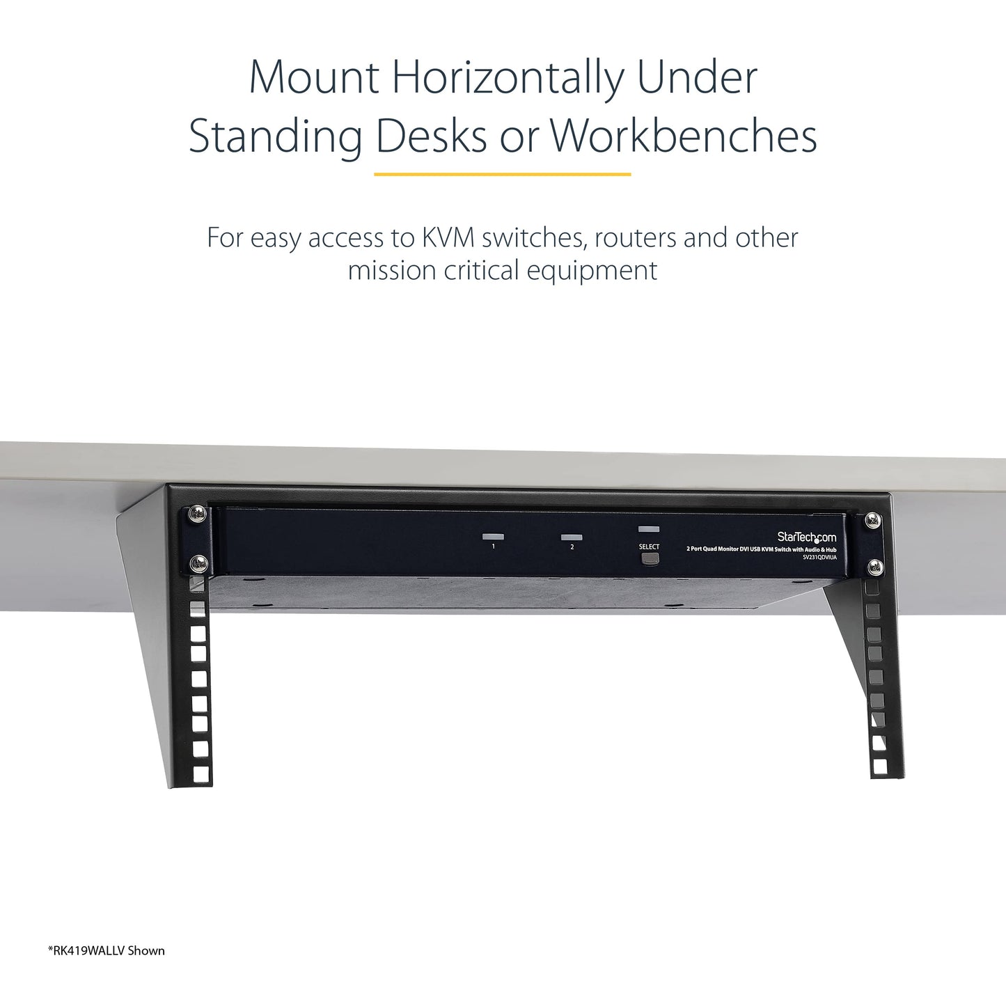 StarTech.com 2U Vertical Wall Mount Patch Panel Bracket - Steel Rack Mount Bracket w/Hardware for 19" Network, Server and Data Equipment , TAA (RK219WALLV)