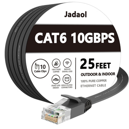 Jadaol Cat 6 Ethernet Cable 50 ft, 10Gbps Support Cat8 Cat7 Network, Flat RJ45 LAN Patch Cable, High-Speed Wired Internet Cable for Router, Modem, Switch, Gaming Consoles, PC, Streaming Devices, White