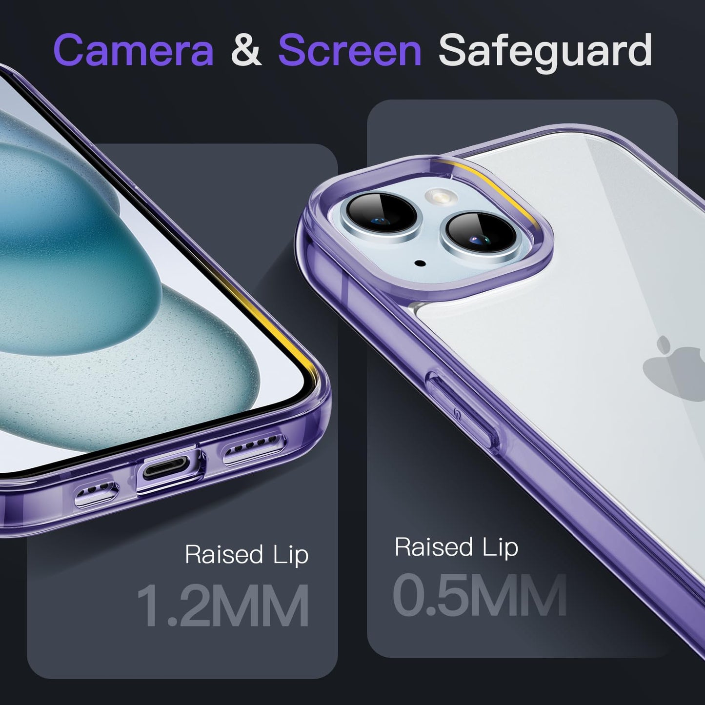 JETech Case for iPhone 15 6.1-Inch, Non-Yellowing Shockproof Phone Bumper Cover, Anti-Scratch Clear Back (Clear)