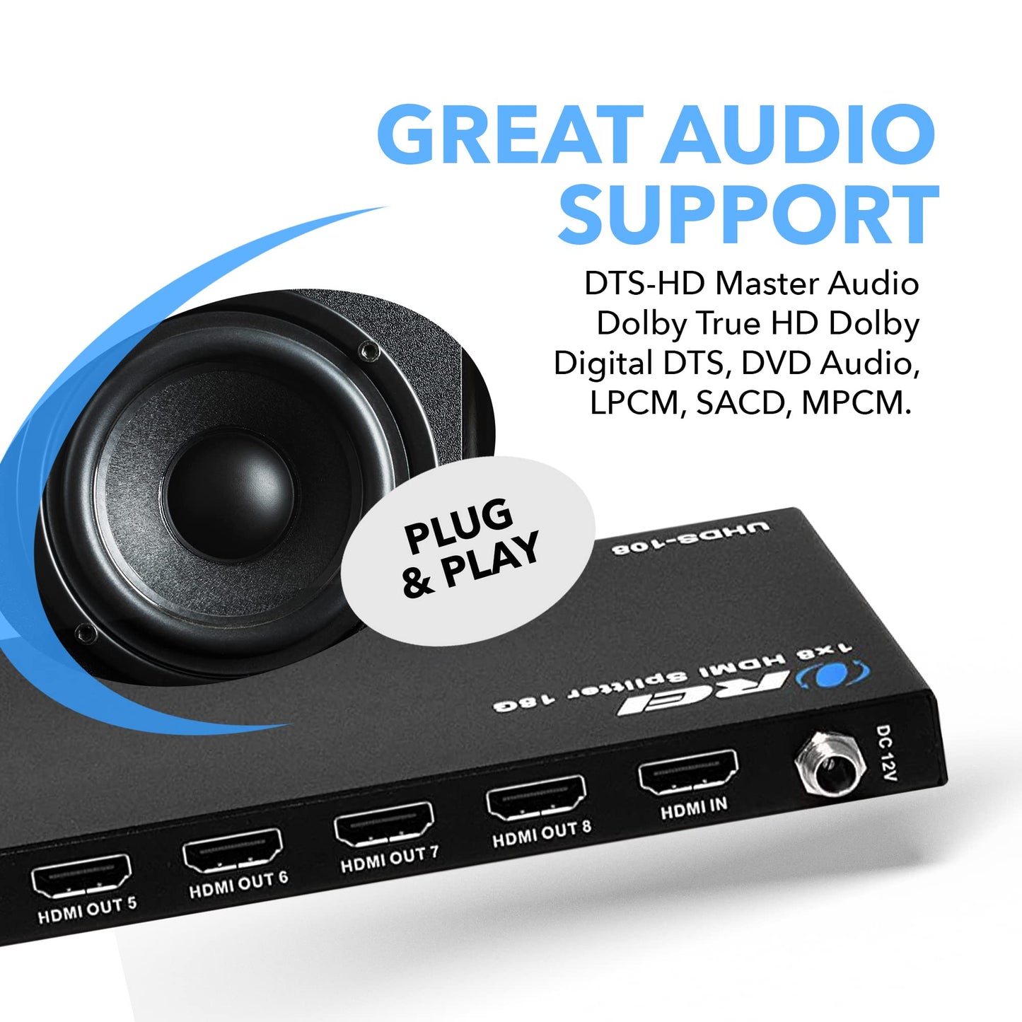 OREI UltraHD 4K @ 60 Hz 1 x 2 HDMI Splitter 1 in 2 Out (2 Port) 4:4:4 8-bit - Does Not Bypass HDCP, 18 Gbps, 4K HDMI Splitter