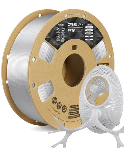 OVERTURE PETG 3D Printer Filament 1.75mm, Neatly Wound Durable PETG 1kg Spool (2.2lbs), Strong Toughness Filament, Dimensional Accuracy +/- 0.02mm, Fit Most FDM Printers (Black (1-Pack))