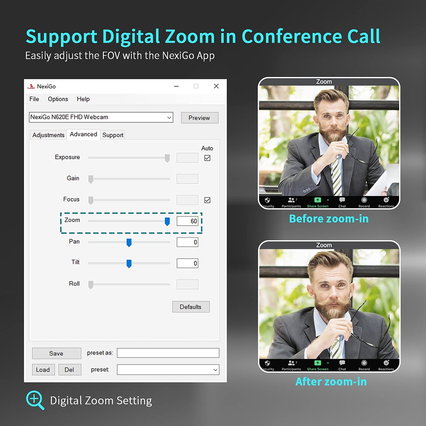 NexiGo N60 1080P Webcam with Microphone, Software Control & Privacy Cover, USB HD Computer Web Camera, Plug and Play, for Zoom/Skype/Teams, Conferencing and Video Calling