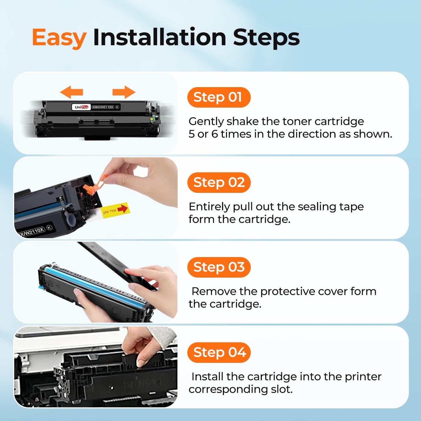 206A Toner Cartridges with Chip Compatible for HP 206A 206X W2110A W2110X for Color LaserJet Pro MFP M283fdw M283cdw M283fdn M282nw Pro M255dw M255nw M283 M255 Printer High Yield 4 Pack