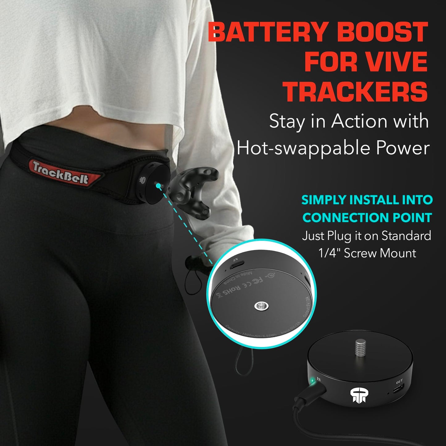 Rebuff Reality Trackstraps for Vive Tracker - Adjustable VR Full Body Tracking Straps, VR Chat Motion Capture, Compatible with Vive Tracker 3.0 2.0 Ultimate, Tundra, (Tracker Sold Separately) Black
