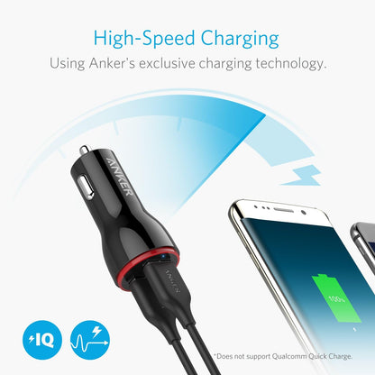 Anker Car Charger Adapter, 24W Dual USB Car Phone Charger, PowerDrive 2 for iPhone 14 13 12 11 Pro Max mini X XR XS 8 Plus, iPad Pro/Air 2/mini, Note 5/4, LG, Nexus, HTC and More
