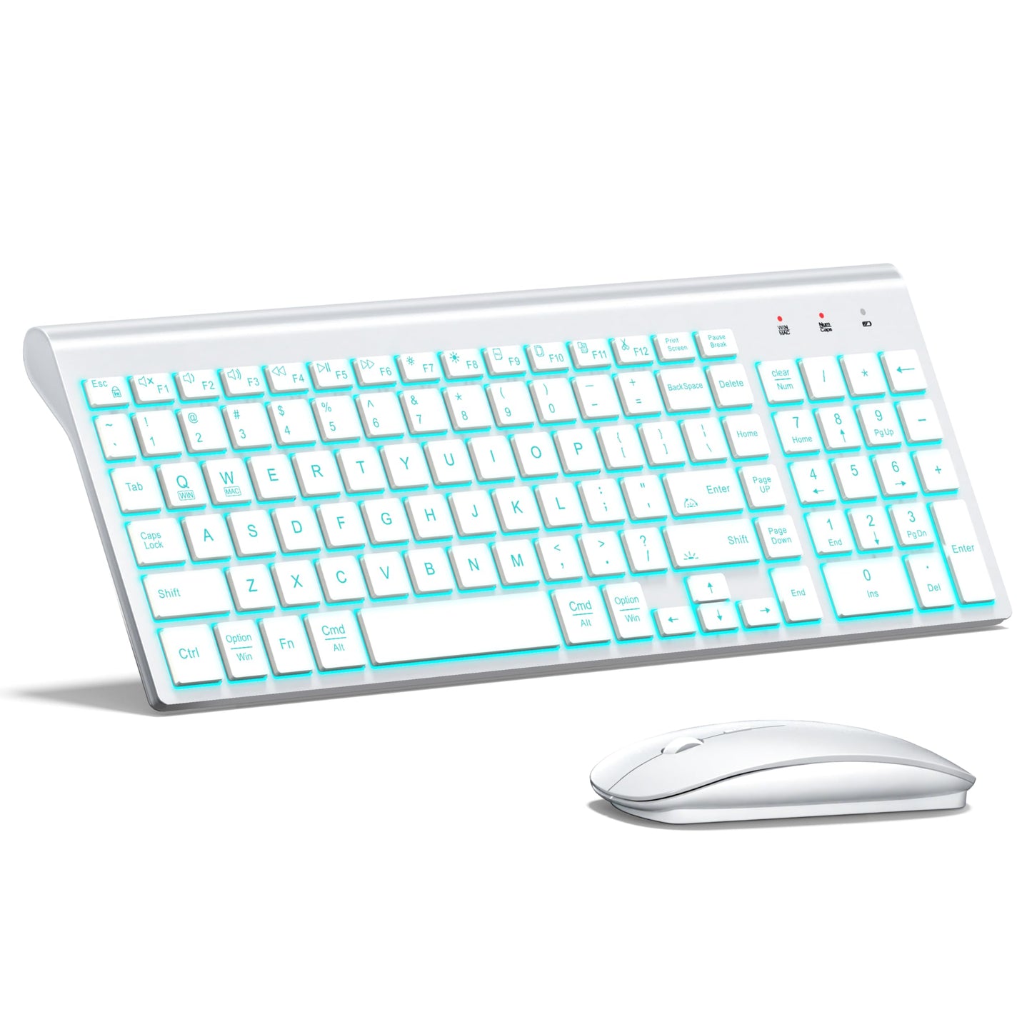 TopMate Wireless Keyboard and Mouse Ultra Slim Combo, 2.4G Silent Compact USB 2400DPI Mouse and Scissor Switch Keyboard Set with Cover, Batteries Included, for PC/Laptop/Windows/Mac - White
