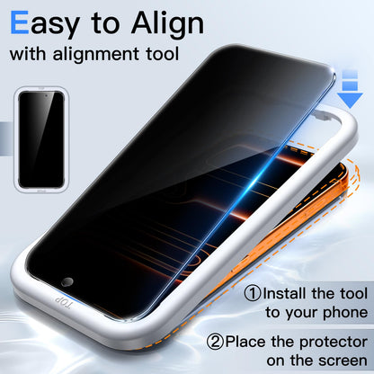 JETech Privacy Screen Protector for iPhone 15 6.1-Inch, Anti-Spy Tempered Glass Film with Easy Installation Tool, 2-Pack