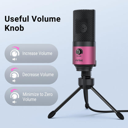 FIFINE USB Microphone, Metal Condenser Recording Microphone for MAC OS, Windows, Cardioid Laptop Mic for Recording Vocals, Voice Overs, Streaming, Meeting and YouTube Videos-K669B