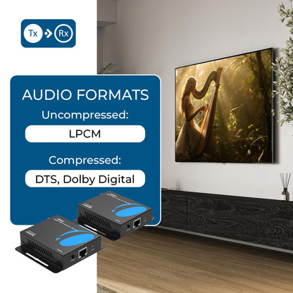 OREI 4K HDMI Over Ethernet Extender RJ45 (CAT6/CAT7) – 4K@30Hz up to 131ft / 1080p up to 230ft, Full HD POC Transmitter & Receiver with IR Loop Out (EX-230C)