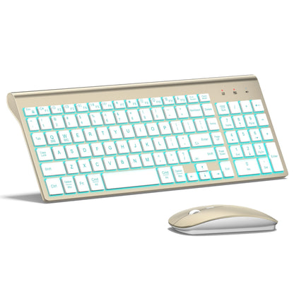TopMate Wireless Keyboard and Mouse Ultra Slim Combo, 2.4G Silent Compact USB 2400DPI Mouse and Scissor Switch Keyboard Set with Cover, Batteries Included, for PC/Laptop/Windows/Mac - White