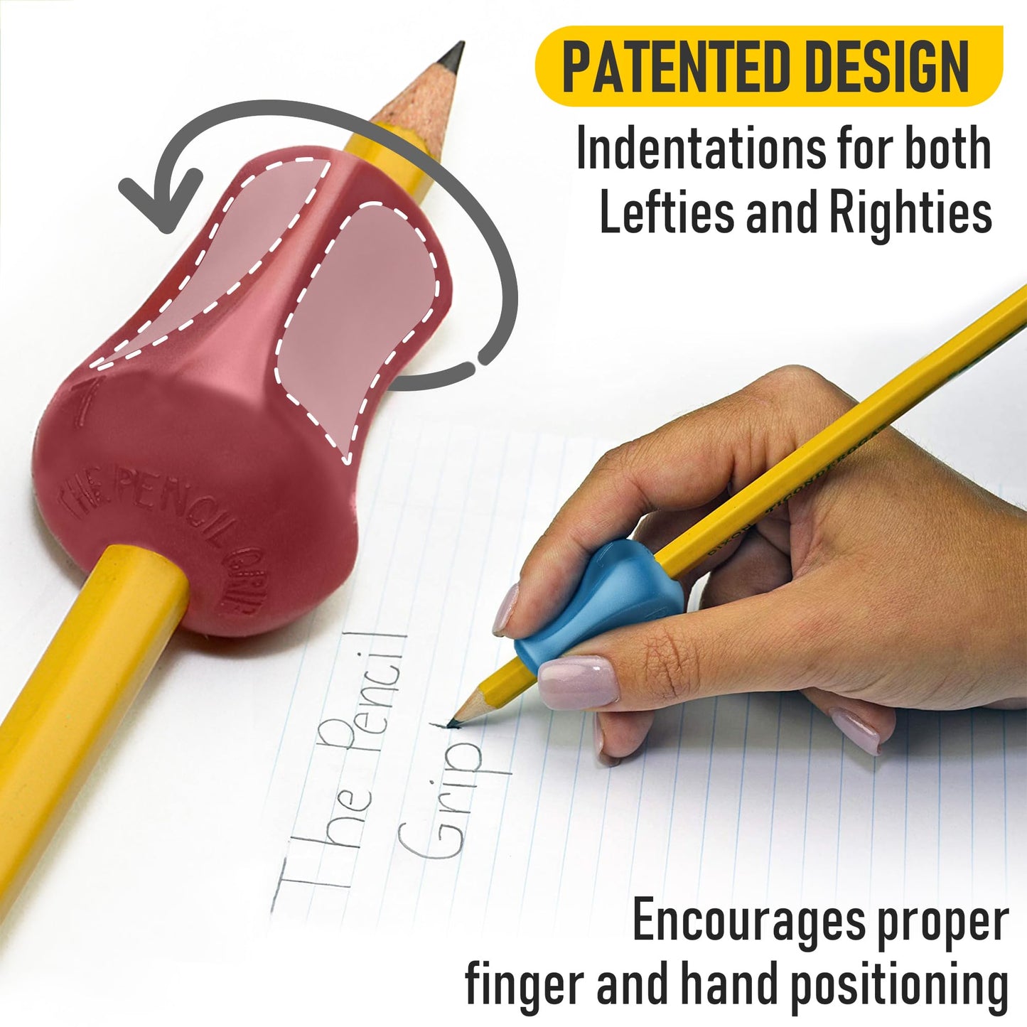 The Pencil Grip Original Pencil Grippers 6 Pcs, Improves Kids Handwriting, Ergonomic Pen Holder for Righties & Lefties, Ideal for Kids, Toddlers, Adults, Writing Tool with Finger Cushion