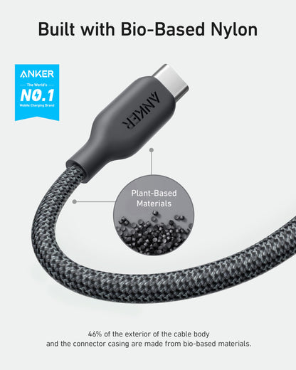 Anker Cable Bio-Briaded, Durable USB A to USB C Charger Cable for Samsung Galaxy Note Series, LG V30 (2 Pack, 6FT, Black)
