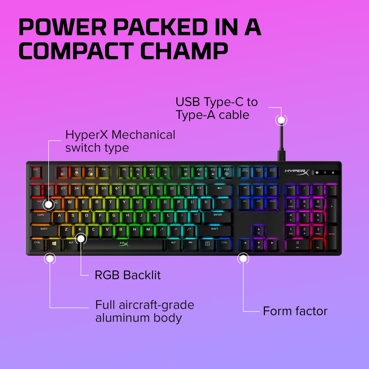 HyperX Alloy Origins 65 - Mechanical Gaming Keyboard – Compact 65% Form Factor - Linear Red Switch - Double Shot PBT Keycaps - RGB LED Backlit - NGENUITY Software Compatible,Black