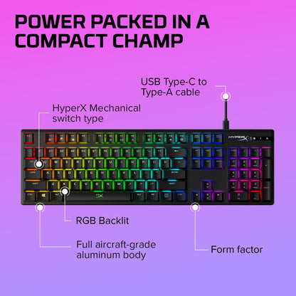 HyperX Alloy Origins 65 - Mechanical Gaming Keyboard – Compact 65% Form Factor - Linear Red Switch - Double Shot PBT Keycaps - RGB LED Backlit - NGENUITY Software Compatible,Black